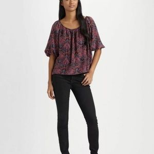 JOIE 100% Silk top on-or-off-shoulder Boho chic